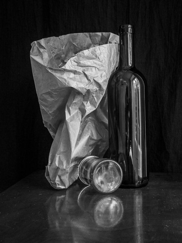 Kathleen Mazzocco - Objet Quotidien-paper Bag, Wine Bottle And Yogurt Bottle, Still Life, Covid-19